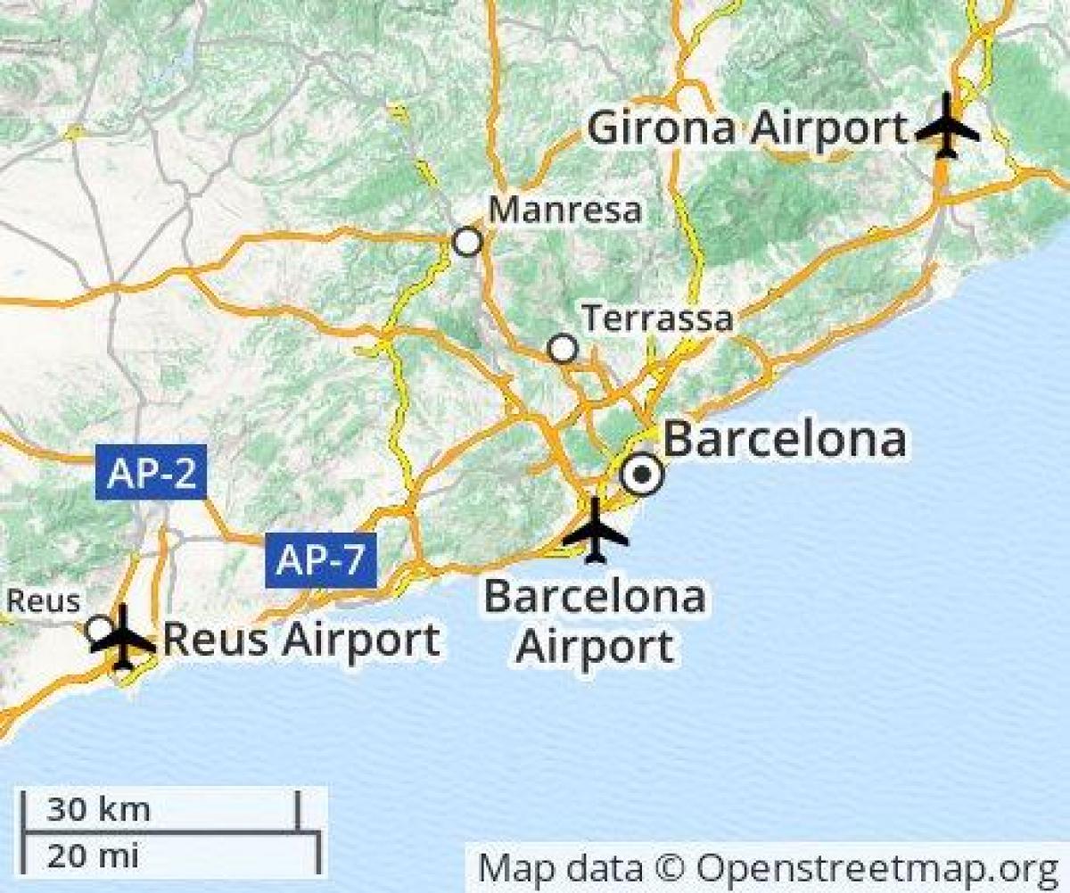 o aeroporto de barcelona mapa de localização