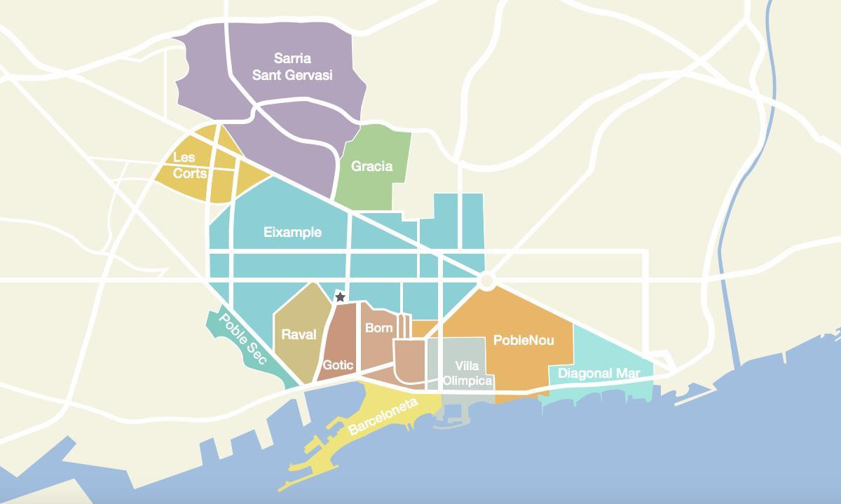 mapa de barcelona, espanha bairros