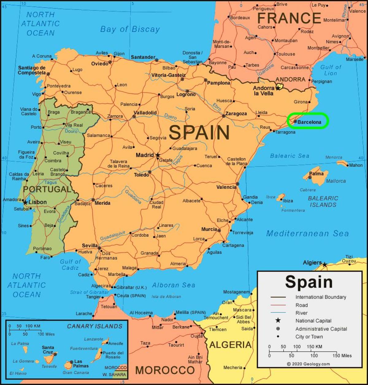 mapa da espanha e do barcelona