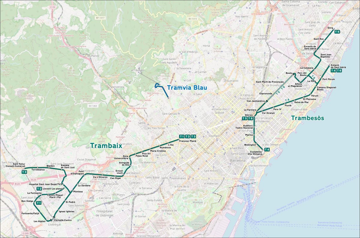 bonde mapa de barcelona