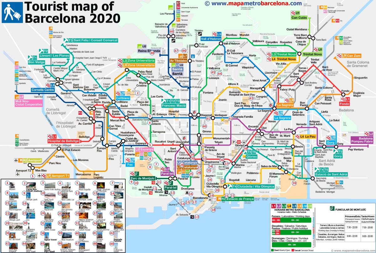 barcelona metro mapa de atrações turísticas