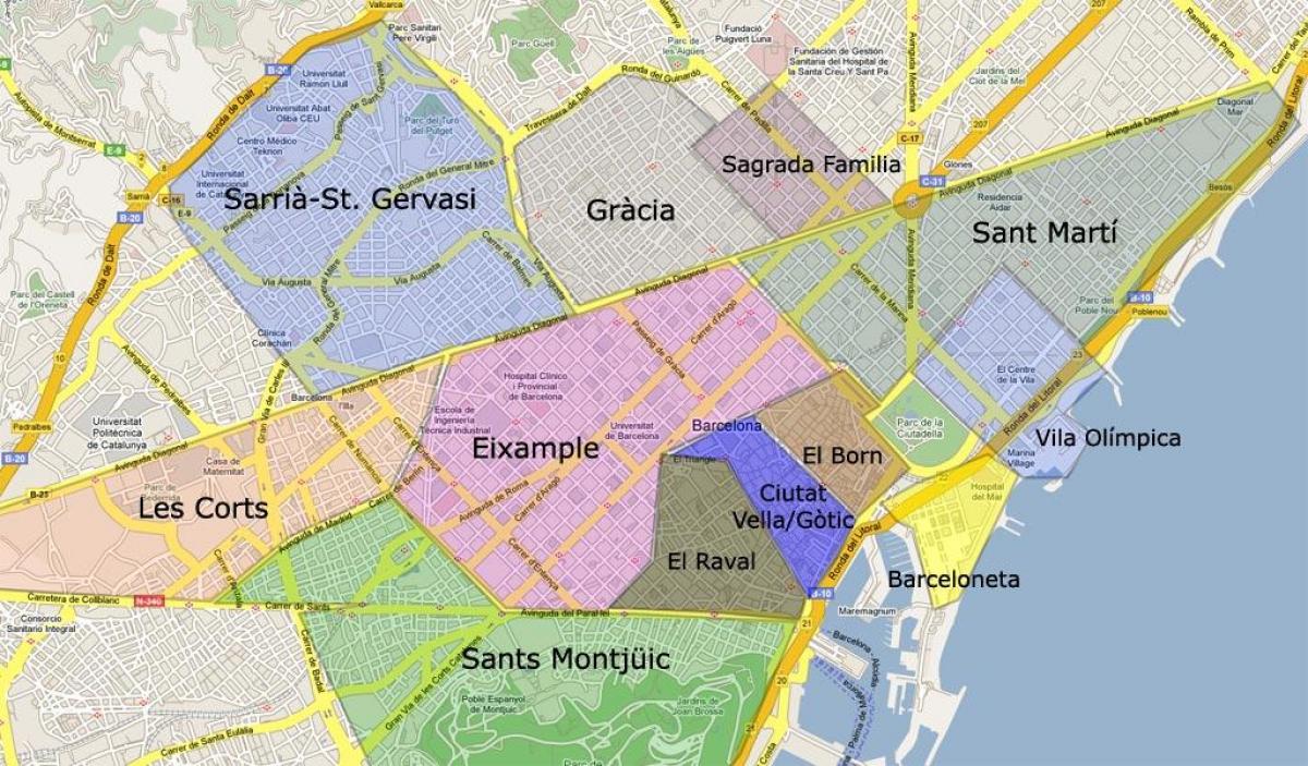 mapa de barcelona subúrbios