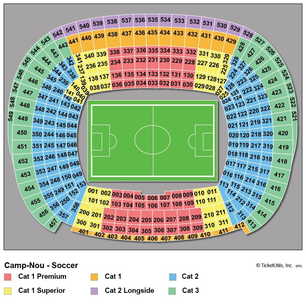 camp nou, o estádio do mapa de assentos