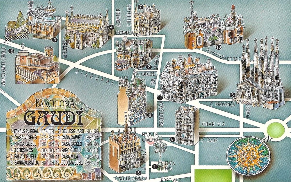 gaudi mapa de barcelona