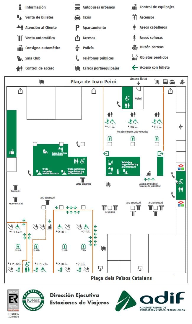barcelona, estação ferroviária de sants mapa