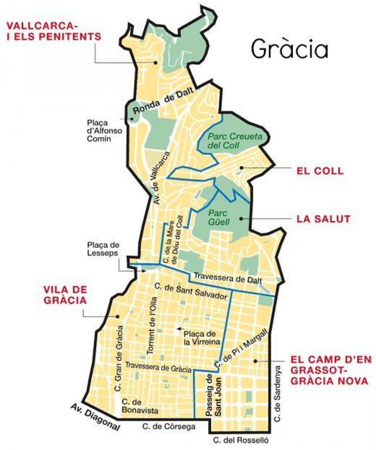 mapa de gracia de barcelona