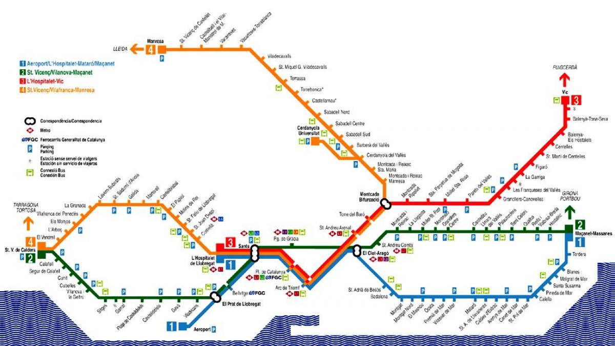barcelona de trem mapa do aeroporto