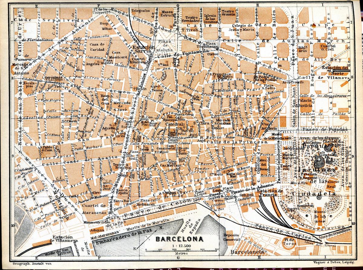 antigo mapa de barcelona