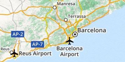 O aeroporto de Barcelona mapa de localização