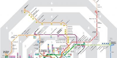 Mapa do metrô de barcelona, com zonas de