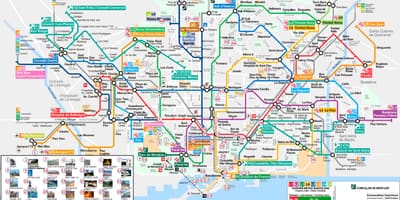 Barcelona metro mapa de atrações turísticas