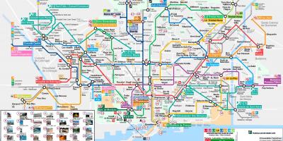 Barcelona metro mapa de atrações turísticas