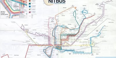 Mapa de barcelona noite de ônibus