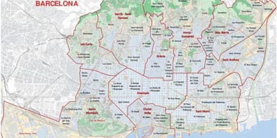 Mapa de áreas em barcelona